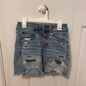 American Eagle Outfitters Light Blue Distressed Jean Skirt